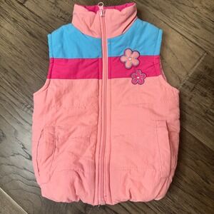 Sweet & Soft‎ Puffer Vest Girls Pink Blue Flower Applique Sleeveless Size 24M